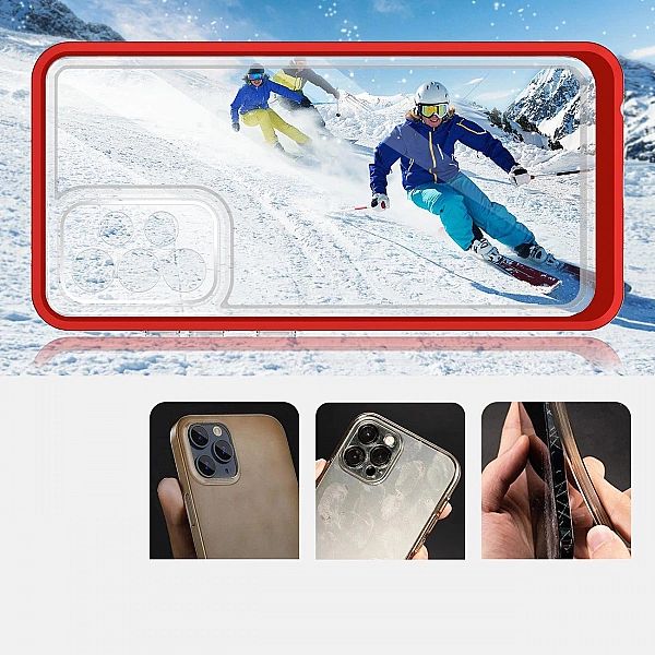 Clear 3in1 etui do Samsung Galaxy A73 żelowy pokrowiec z ramką czerwon