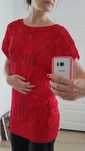 Sweter ażurowy krótki rękaw czerwony Dorothy Perkins M / L
