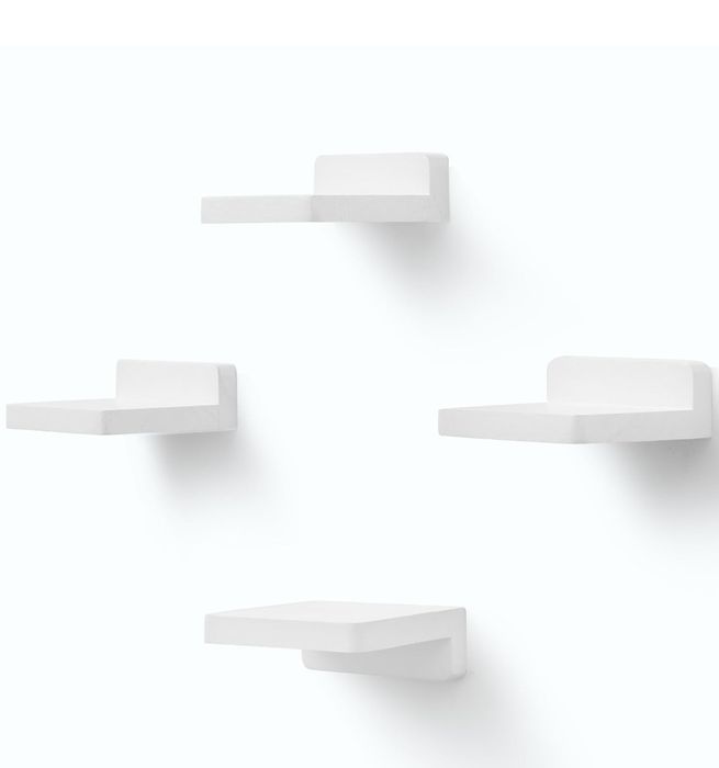 Półki Ścienne Małe Drewniane 10.2x 10.2x 4 cm PHOENANCEE Białe