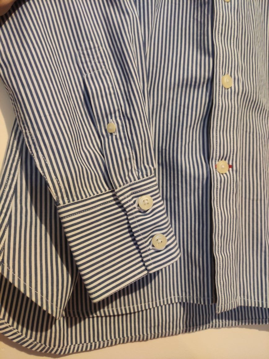 Koszula męska w niebiesko- białe paski 100% bawełna