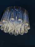 Piękna lampa wisząca Glamour srebrna do salonu kryształki,3barwypiękna