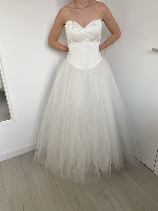 Suknia ślubna długi welon tiulowa roz S/M