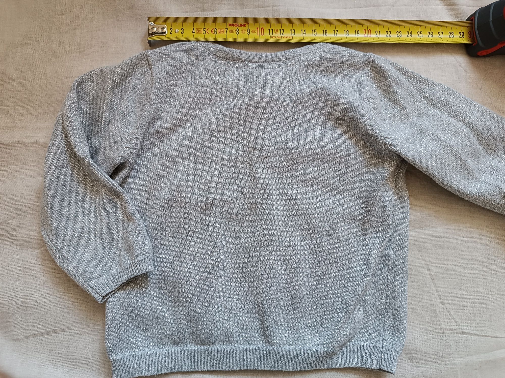 Sweterek rozpinany świąteczny święta elegancki H&M r. 74 srebrna nitka