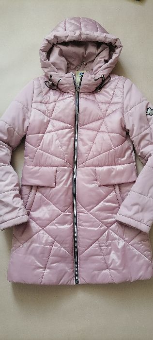 Деми пальто на девочку рост 140-152 см пудровый цвет