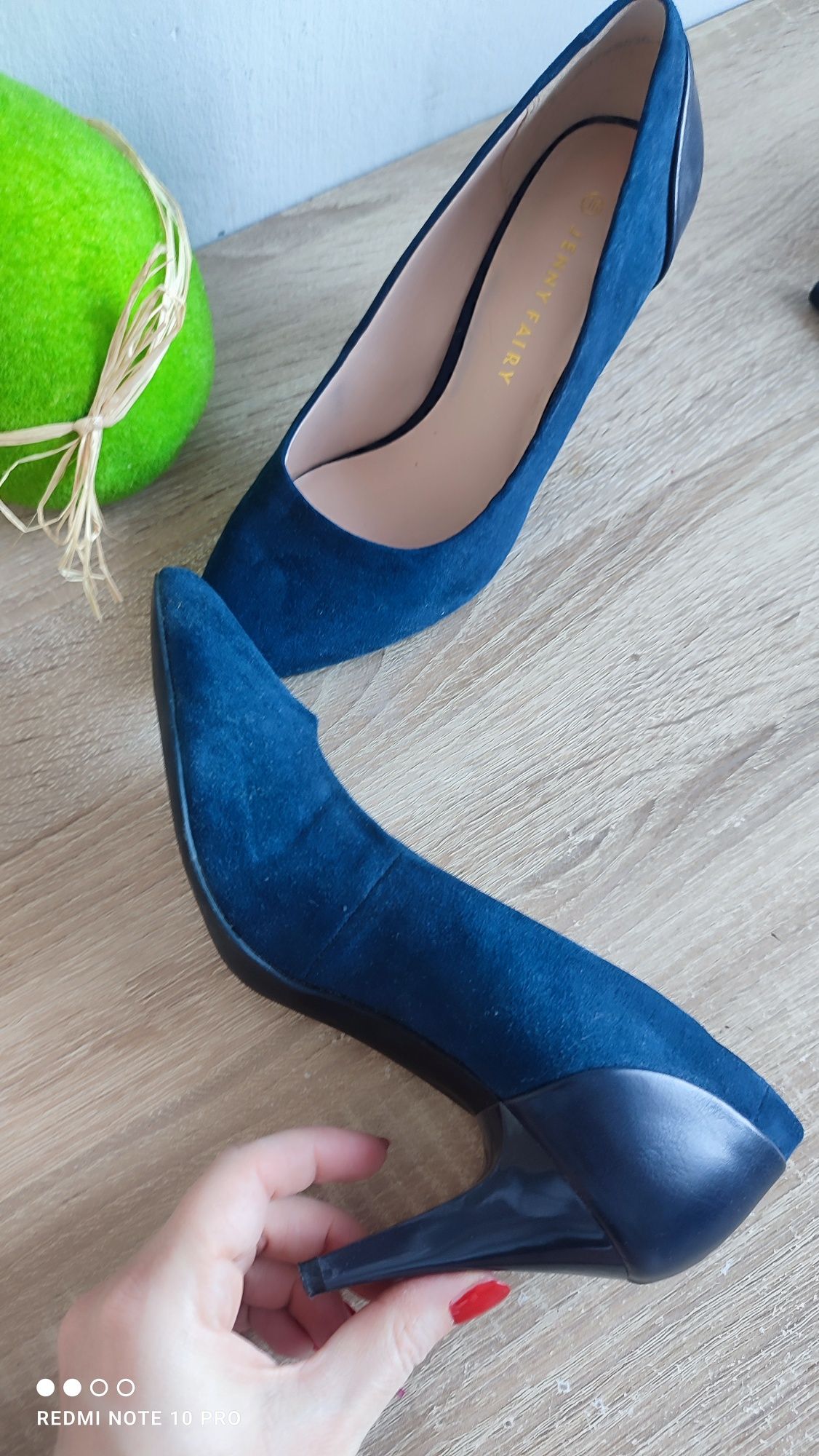 Buty damskie czółenka szpilki granatowe