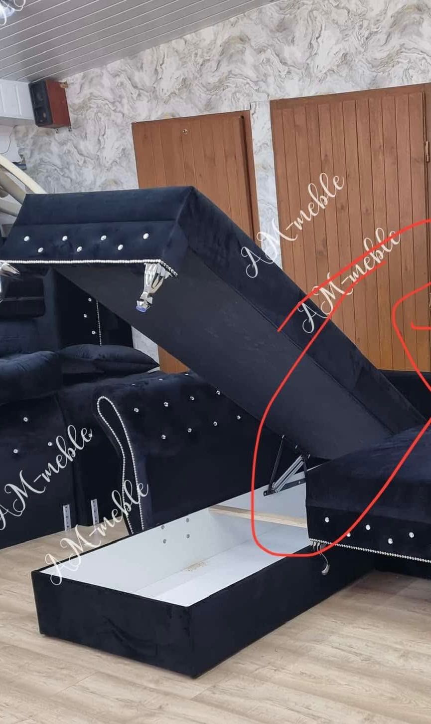 Lóżko glamur czarne z kryształkami
