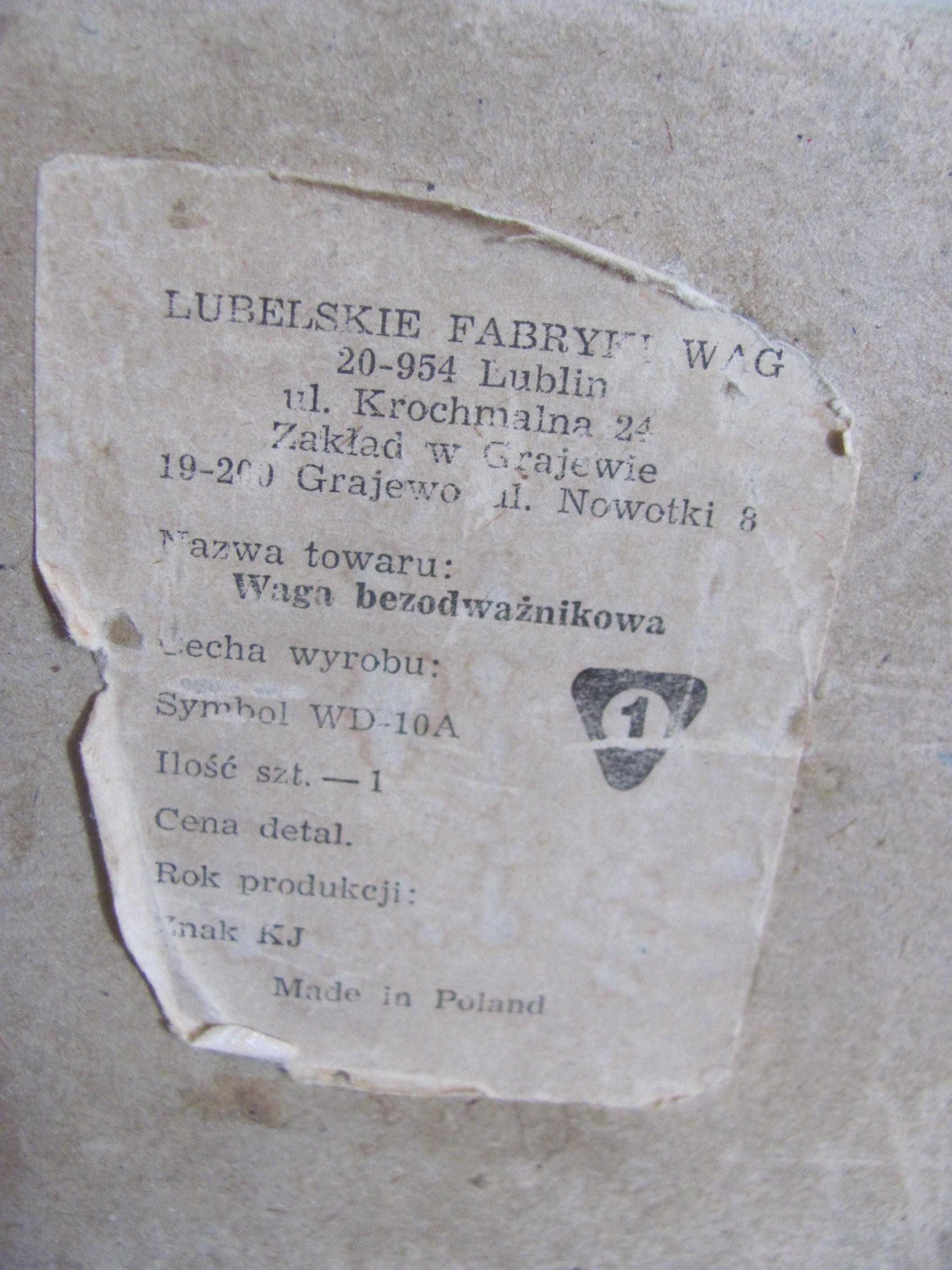 Waga kuchenna WD-10A Lubelskie Fabryki Wag PRL 1989r