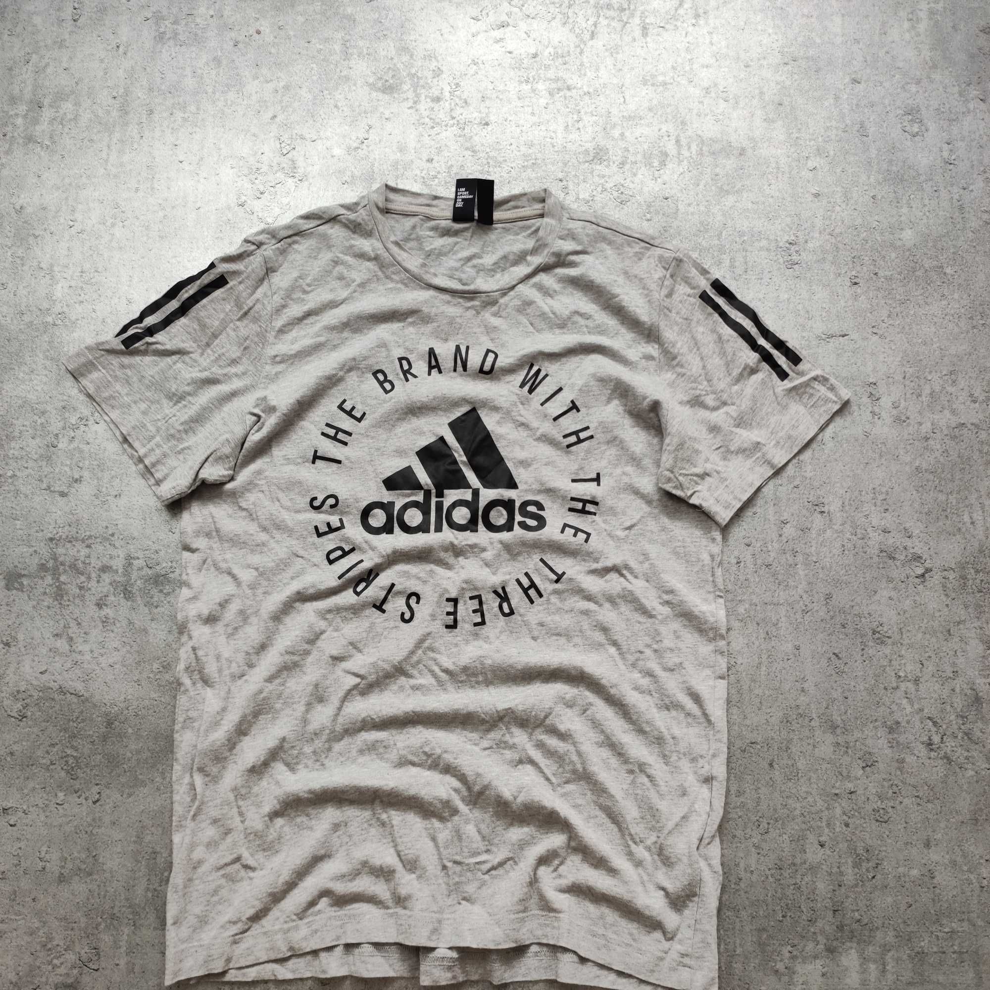 MĘSKA Koszulka Bawełna Duże Logo Adidas The Brand Nadruk Casual Sport