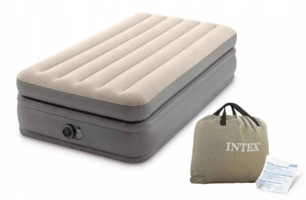 надувная односпальная кровать Intex со встроенным насосом