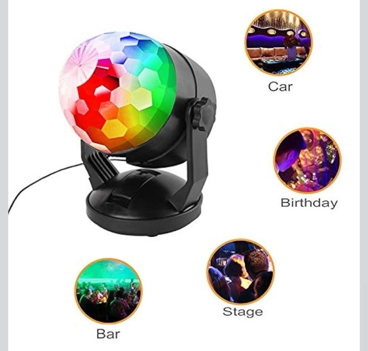 Projektirv Dyskotekowy kula  Disco LED RGB + PILOT 2 szt w zestawie