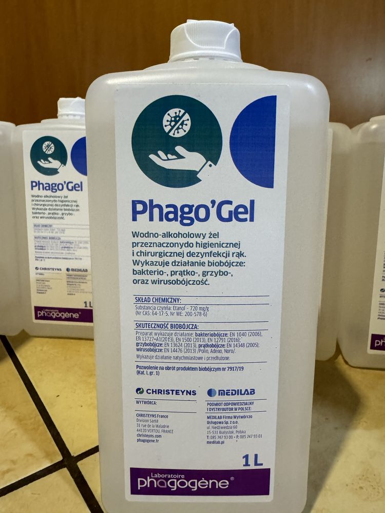 Preparat do dezynfekcji Medilab Phago'gel żel 1l rąk i skóry gotowy