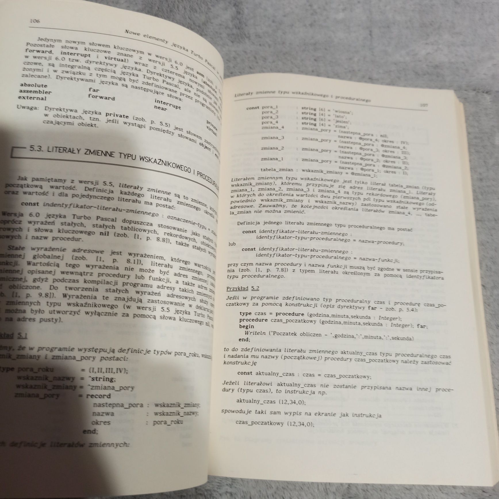 Turbo Pascal w wersji 6.0 z opisem biblioteki Turbo Vision Marciniak
