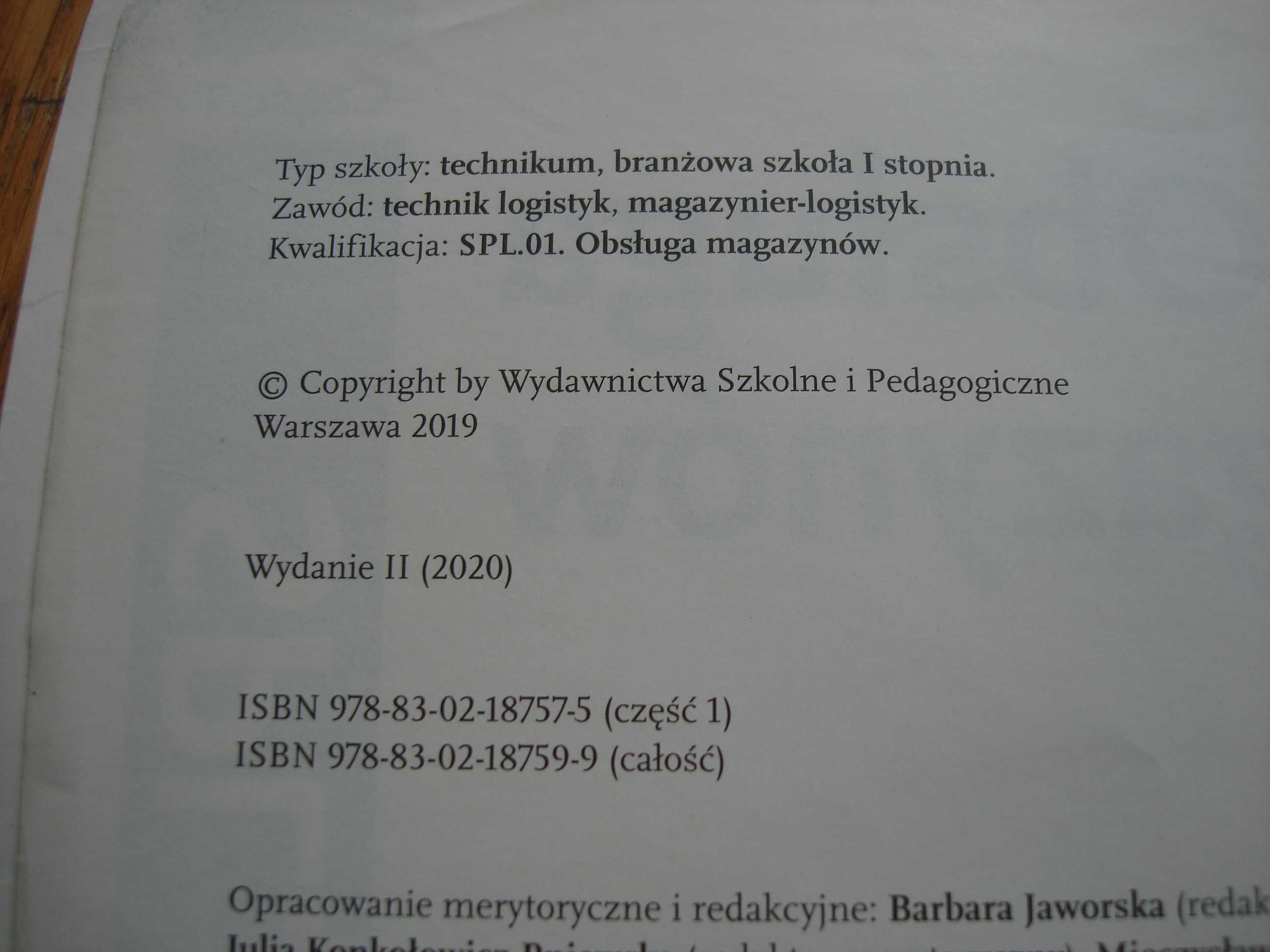 Podręcznik "Obsługa magazynów SPL.01 " część 1 , WSiP