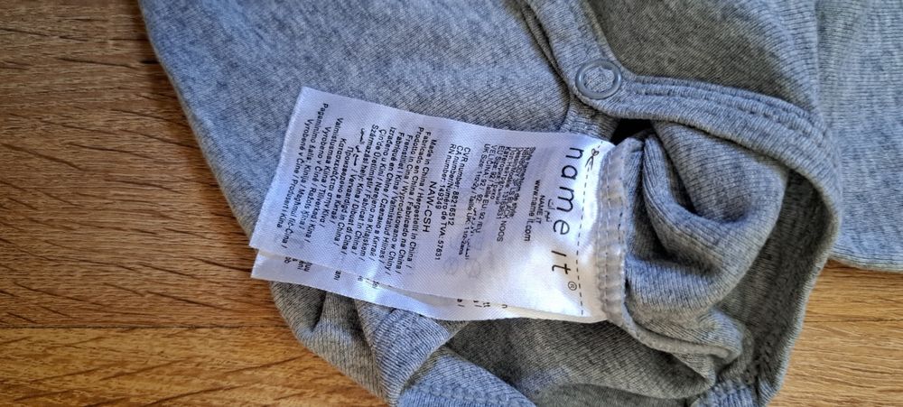 Body bawełniane, jednokolorowe, szare, name it, 92