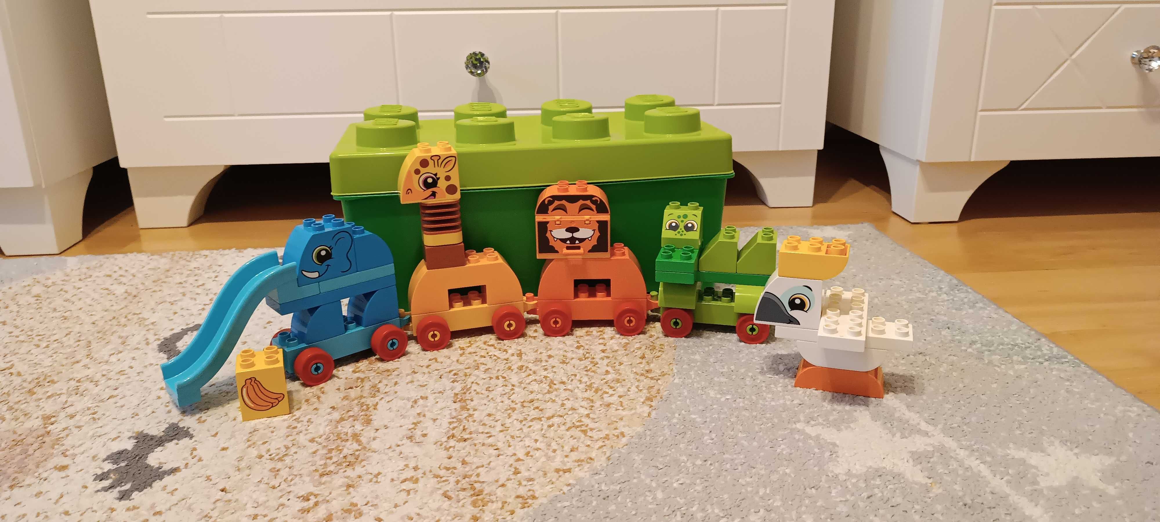 Zestaw LEGO Duplo pociąg ze zwierzątkami i pudełko klocek LEGO 10863