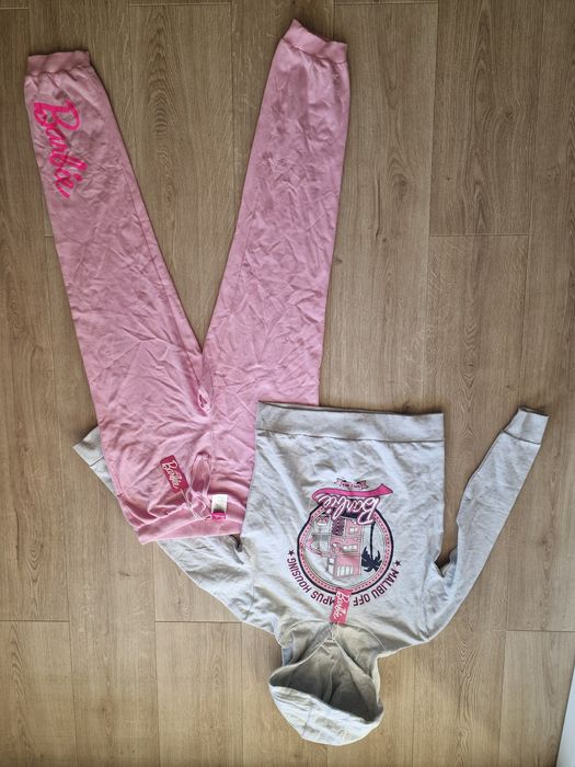 Zestaw dres bluza spodnie dresowe S M Barbie szary różowy nowy
