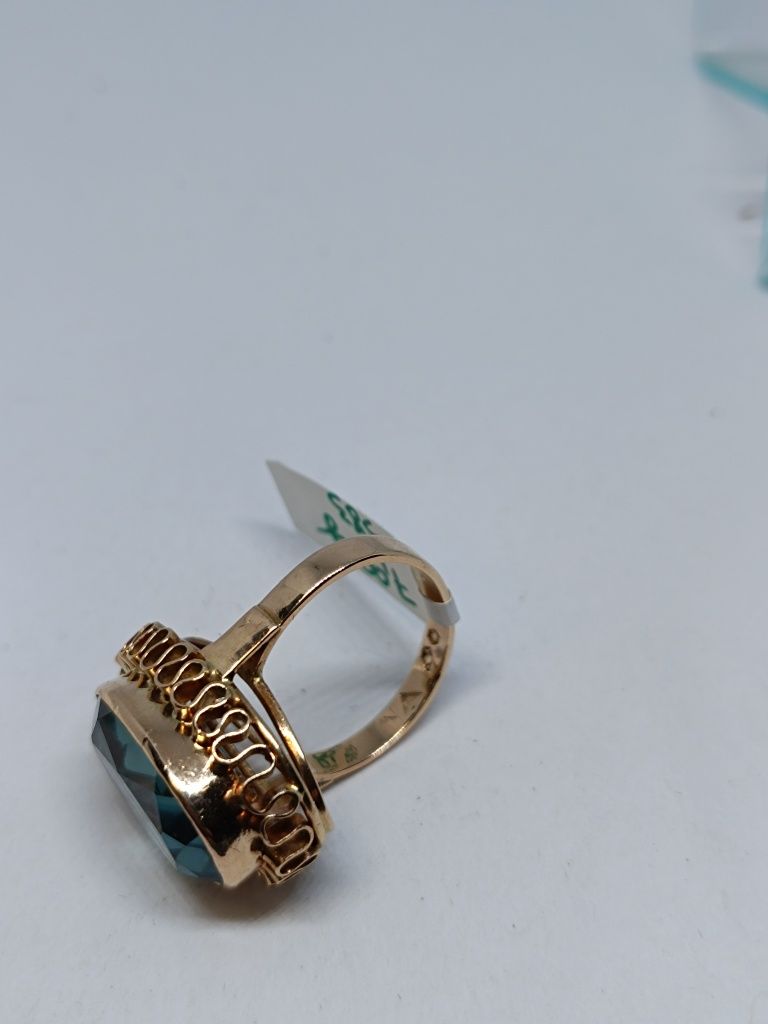 Duży złoty pierścionek z oczkiem złoto 583 rozmiar 16