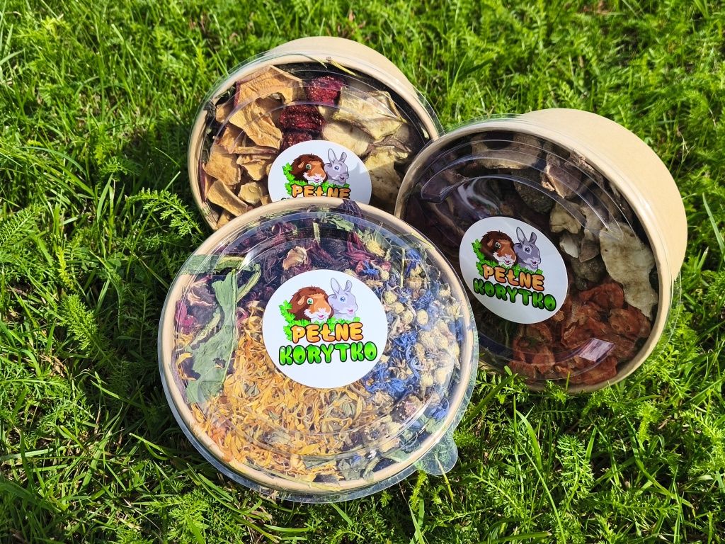 Lunchbox dla gryzoni ziołowo warzywny, owocowy, kwiatowy w misce