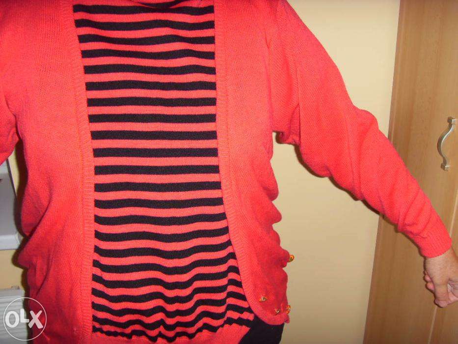 strój, czerwień, 3 części: spódnica, bluzka, kamizelka - na prezent