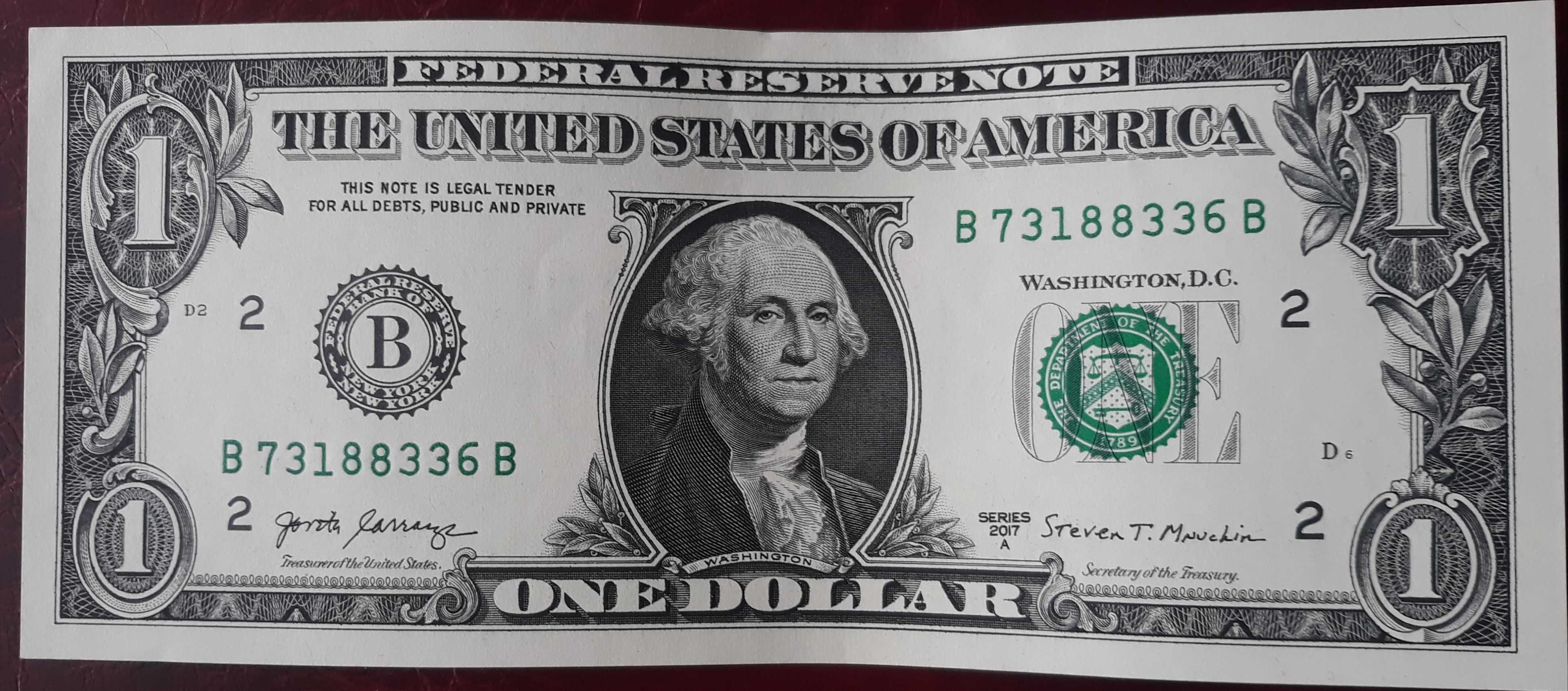 1 $ USA Nowy Jork B seria A -stan bankowy
