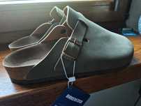 Birkenstock Boston Nowe Skórzane Klapki Chodaki Mule 38 Taupe