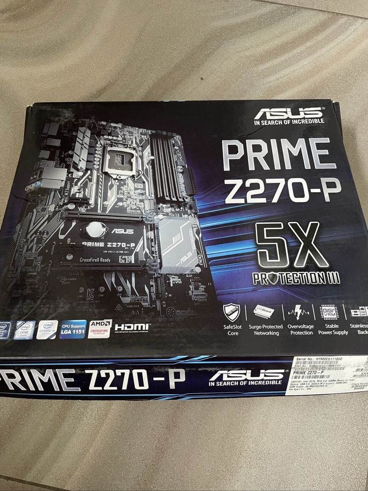 Материнская плата asus z270 + intel i3