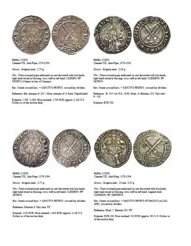 Papas - - - Moedas dos Papas - até 1605 - - - - - Livro de Moedas