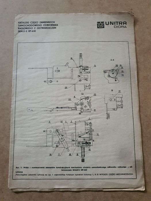 Unitra Diora Skald 2 RP630 katakog czesci zamiennych