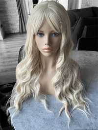 Peruka blond z grzywką fale włosy długie
