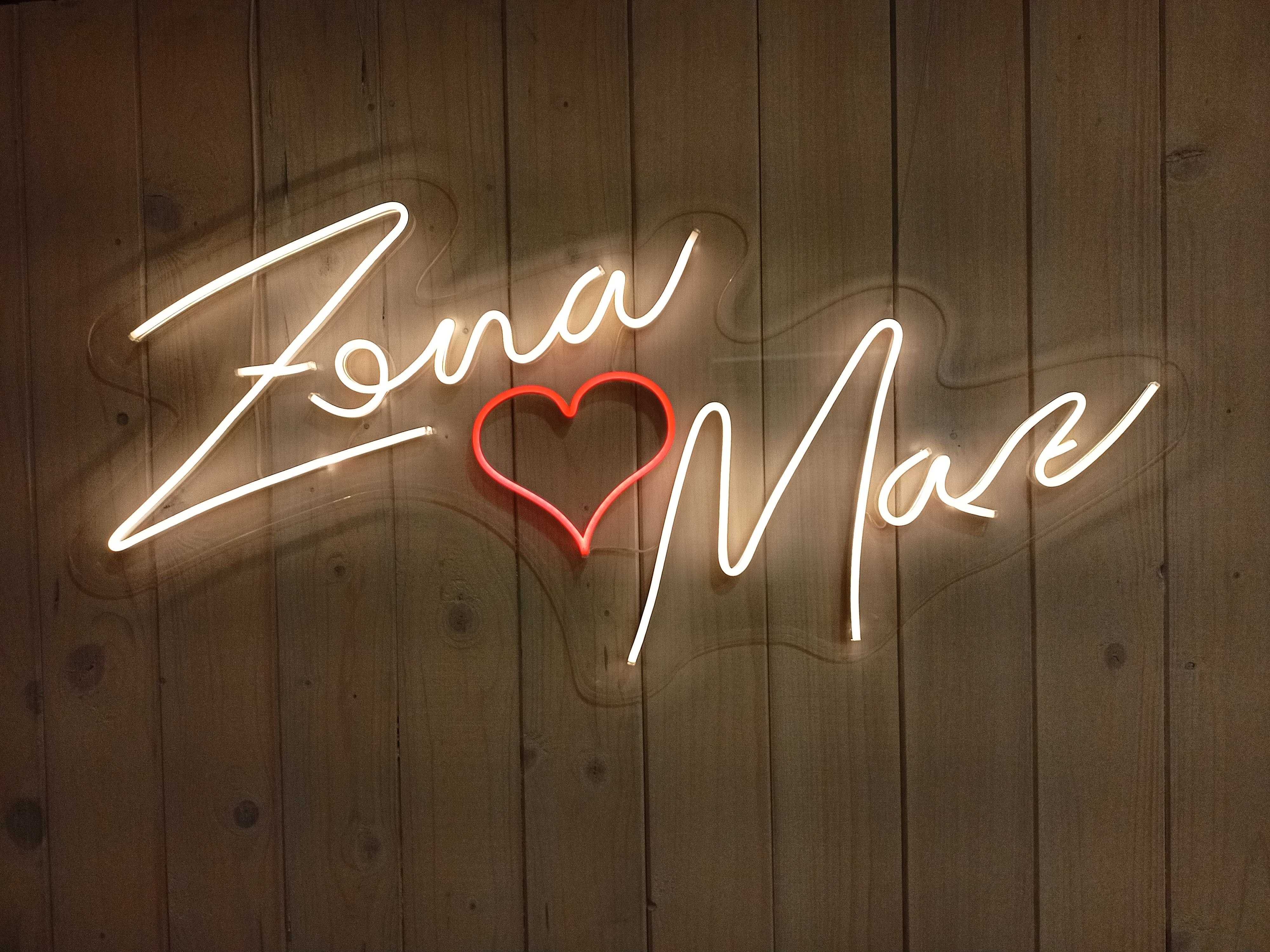 Napis Led / Neon Mąż Żona z Sercem 100x50 cm - Ślub Wesele