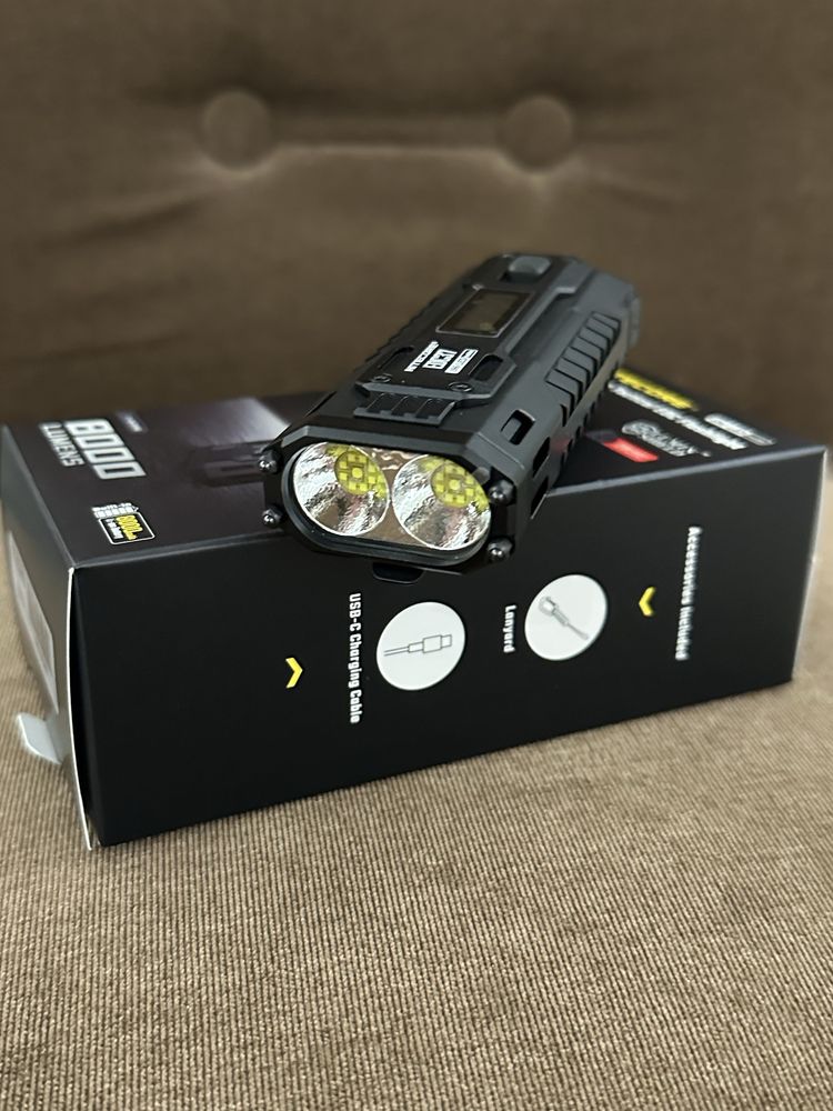 Надпотужний кишеньковий ліхтар Nitecore EDC37 8000 люмен + подарок