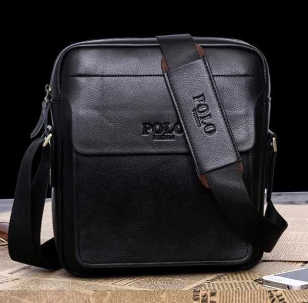 Мужская новая сумка через плечо кожаная барсетка планшетка Поло Polo