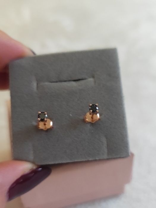 Kolczyki różowe złoto + moissanity_silent luxury