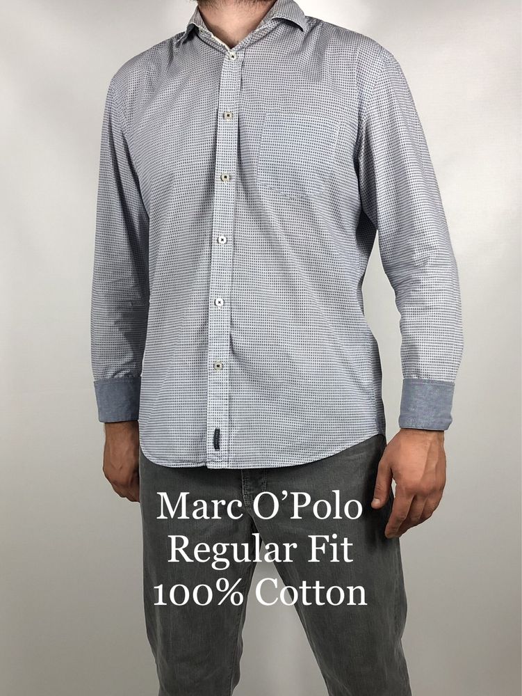 Niebieska elegancka koszula męska Marc O’Polo regular fit dl.rękaw