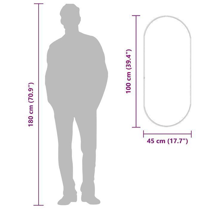 vidaXL Lustro ścienne, czarne, 100x45 cm, owalne
