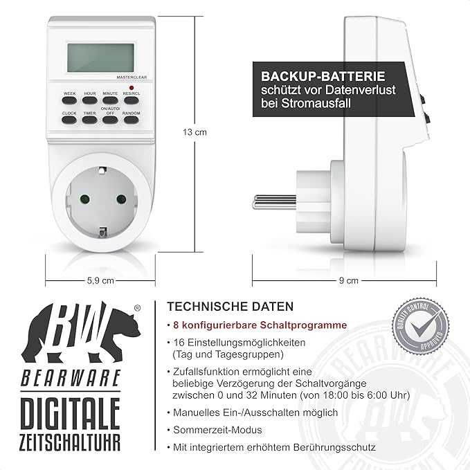 Programator czasowy cyfrowy sterujący z wyświetlaczem LCD 8 prog. 281