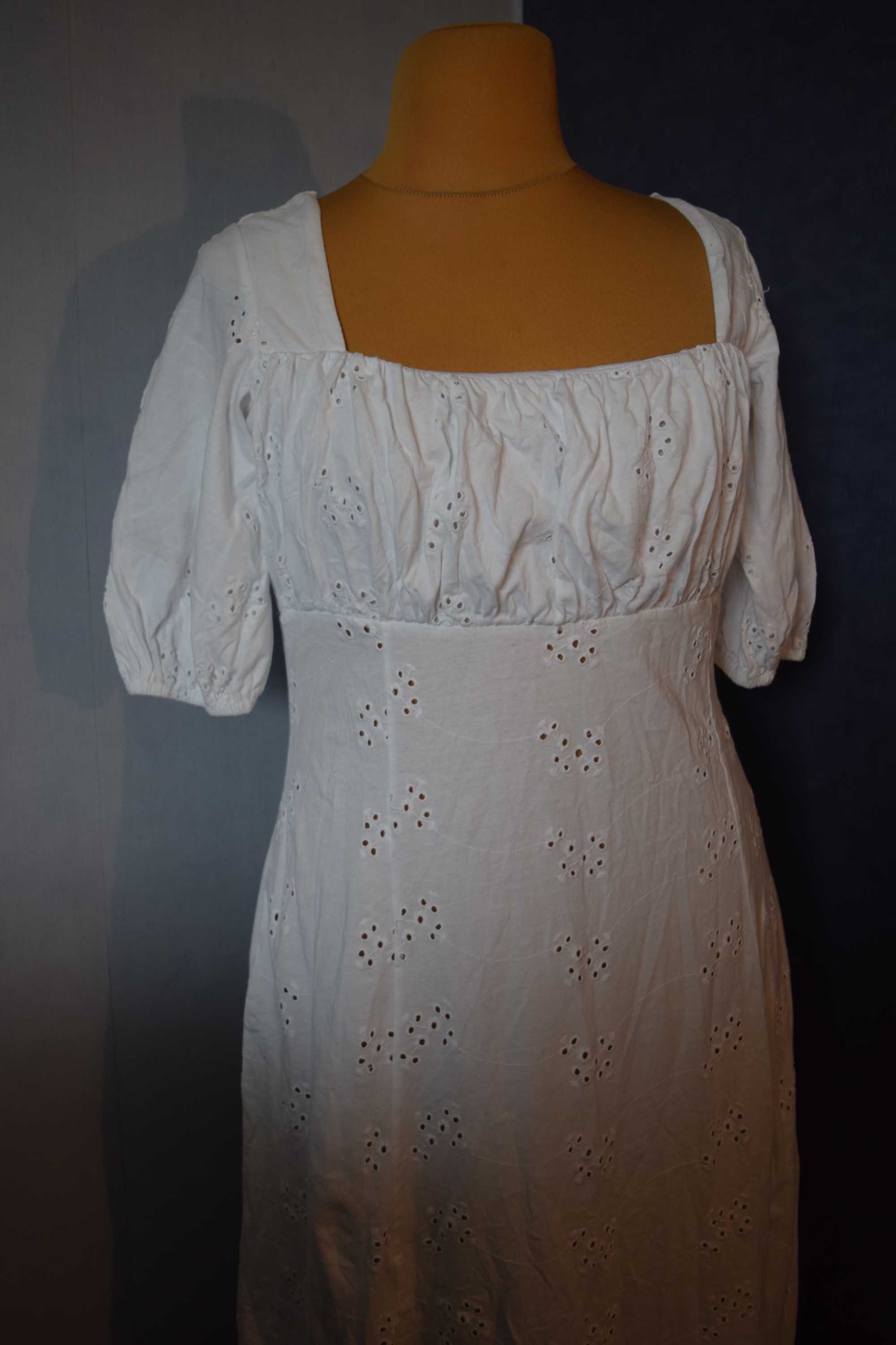 Asos Piękna sukienka długa biała z haftem richelieu_46