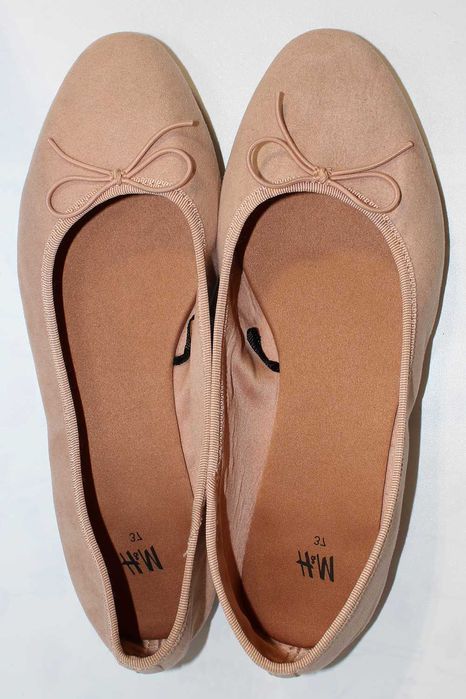 H&M balerinki 37 jasnoróżowe brzoskwiniowe pudrowe beżowe Sylwester