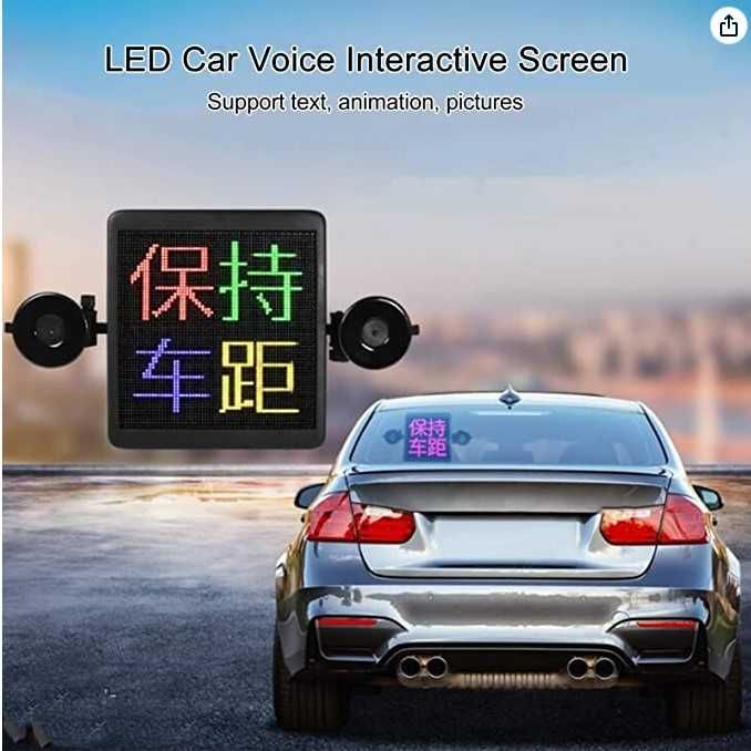 Ecrã LED Espetacular p/carro Emoji Pixel ,controlada Bluetooth e APP.