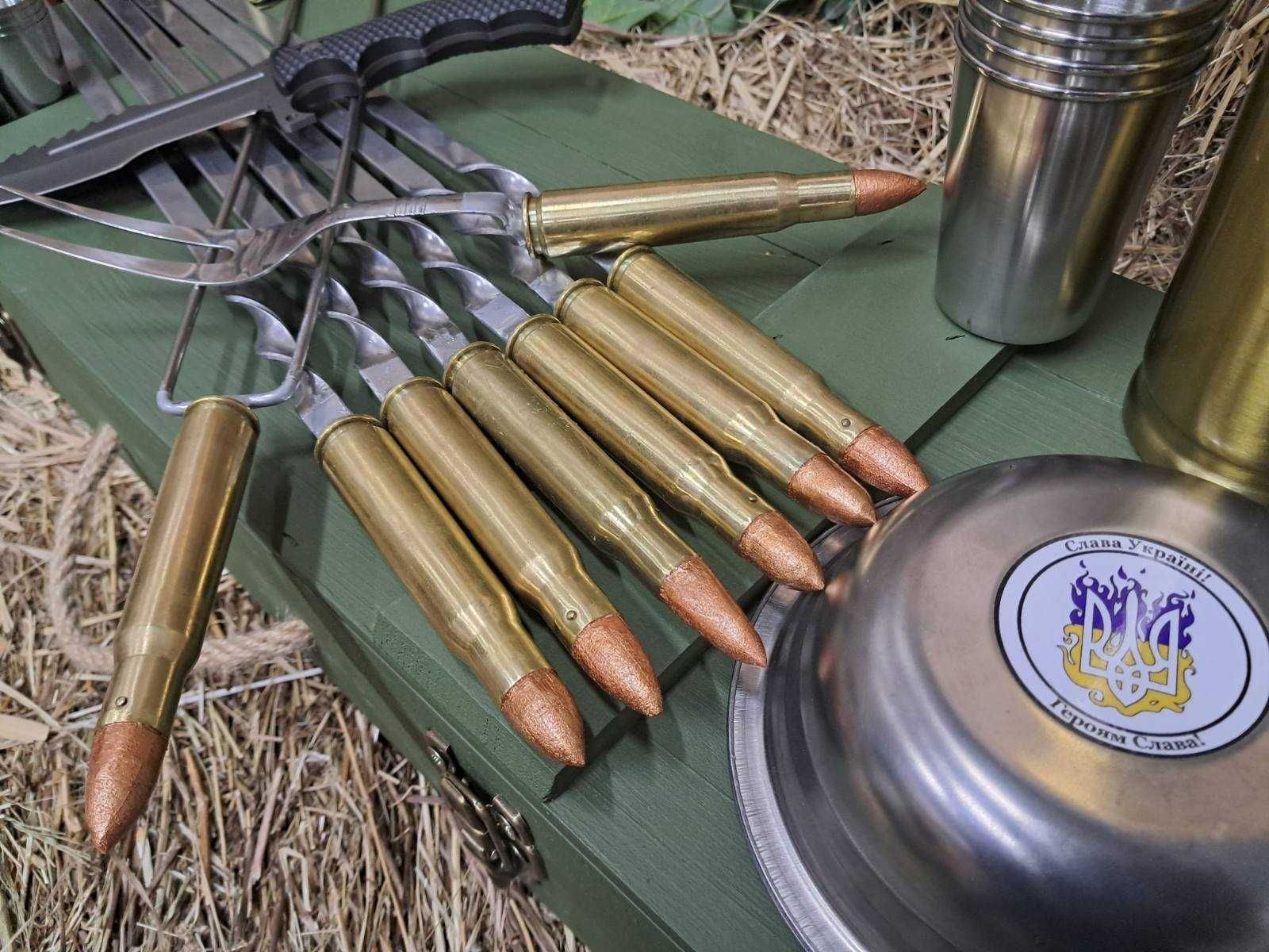 Набір шампурів з кулеметних гільз 12.7 мм в кейсі