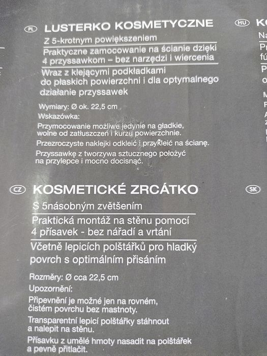 Lusterko kosmetyczne z 5-krotnym powiększeniem