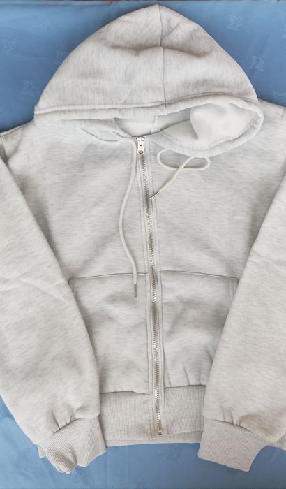 Bluza młodzieżowa z kapturem, krótka (do pasa)  XS jasny popiel