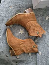 Piękne buty kowbojki nowe camel 38