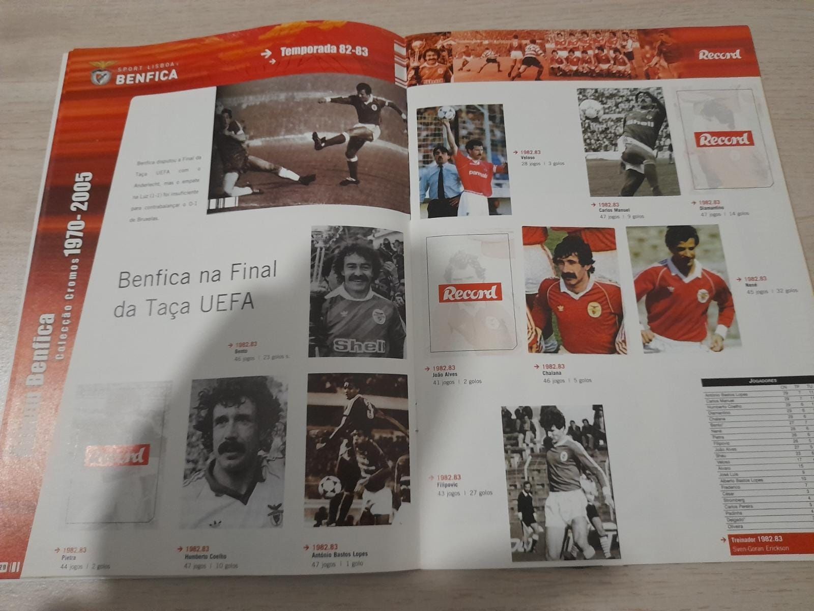 Album Benfica  1970/ 2005 Colecção de Cromos