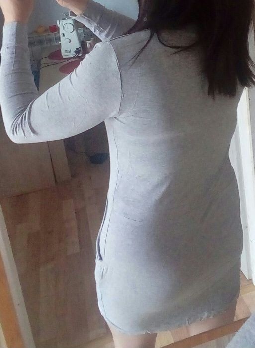 Szara wygodna sukienka bawełniana L 22zł