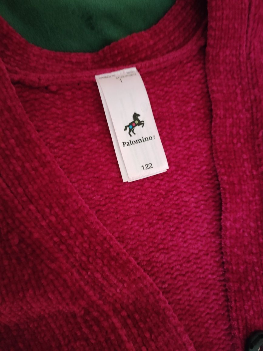 Kardigan sweter szenila kolor buraczkowy 122