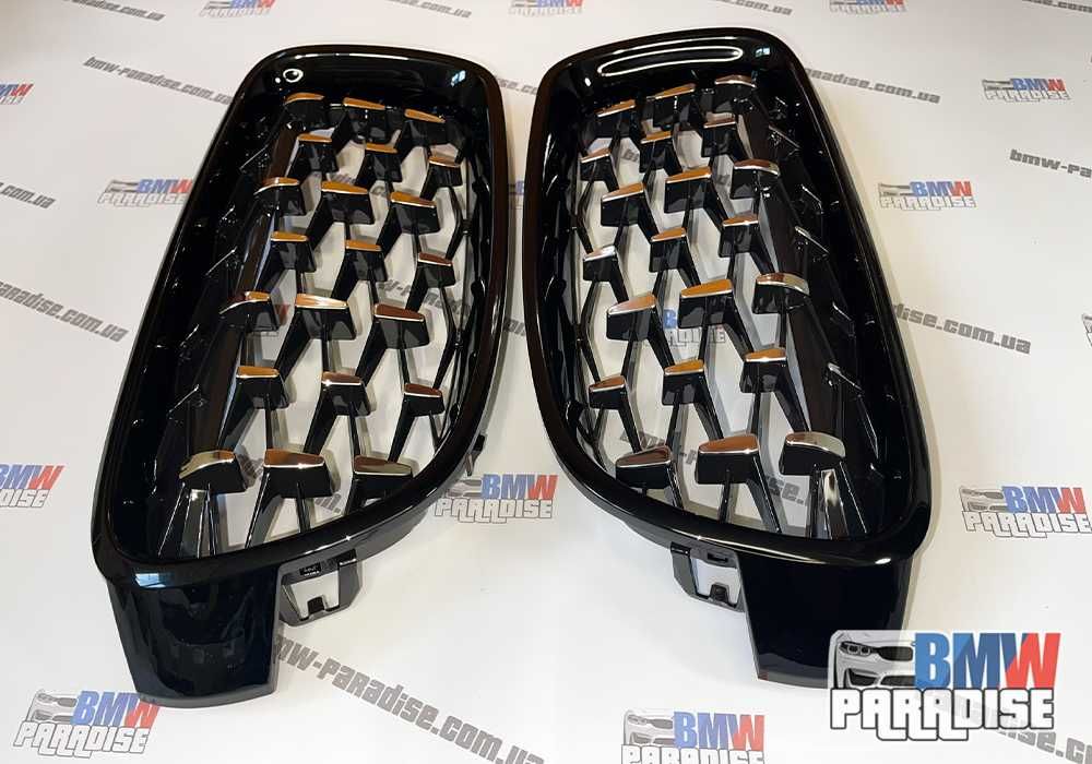 Решетка радиатора DIAMOND стиль Черный глянец + хром BMW F30 F35