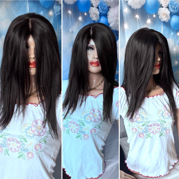 Натуральная накладка большая основа шёлк кожа славянка черные волосы