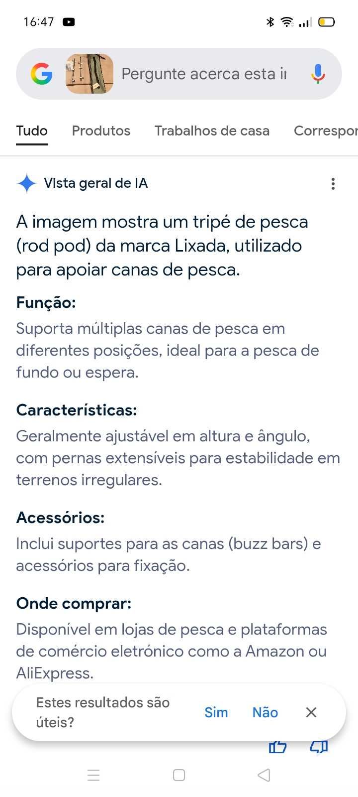 Pesca Tripé 48€+16€. + Artigos