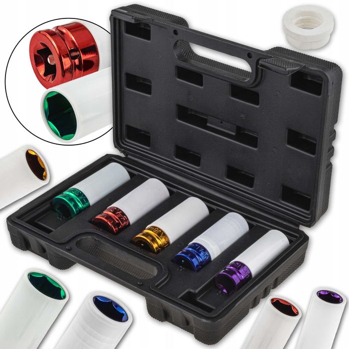 Nasadki udarowe długie 1/2 5szt ALU 15,17,19,21,22mm